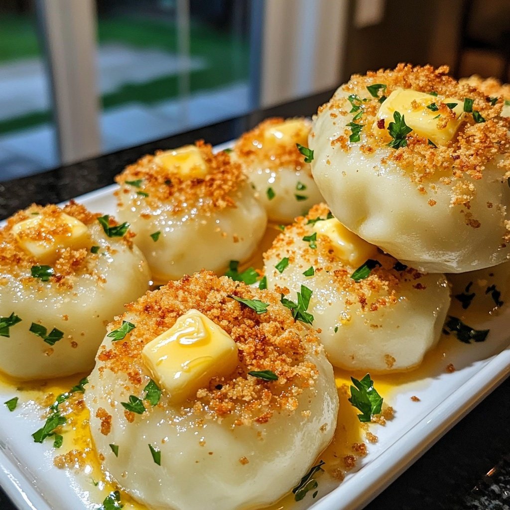 Potato Dumplings with Butter Crumbs and Parsley