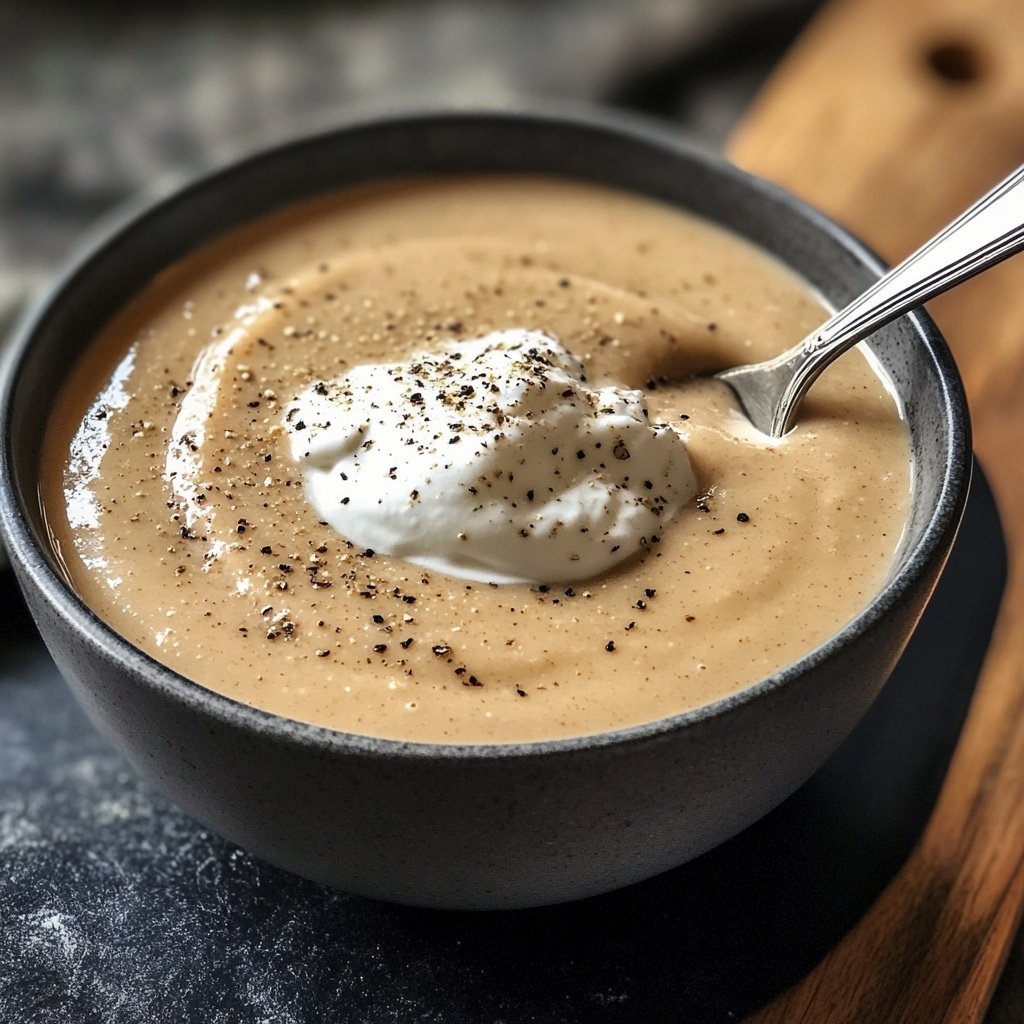 Chestnut Cream Soup with Whipped Cream Topping