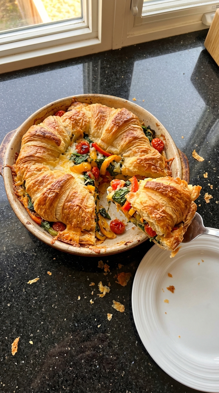 Savory Croissant and Veggie Bake
