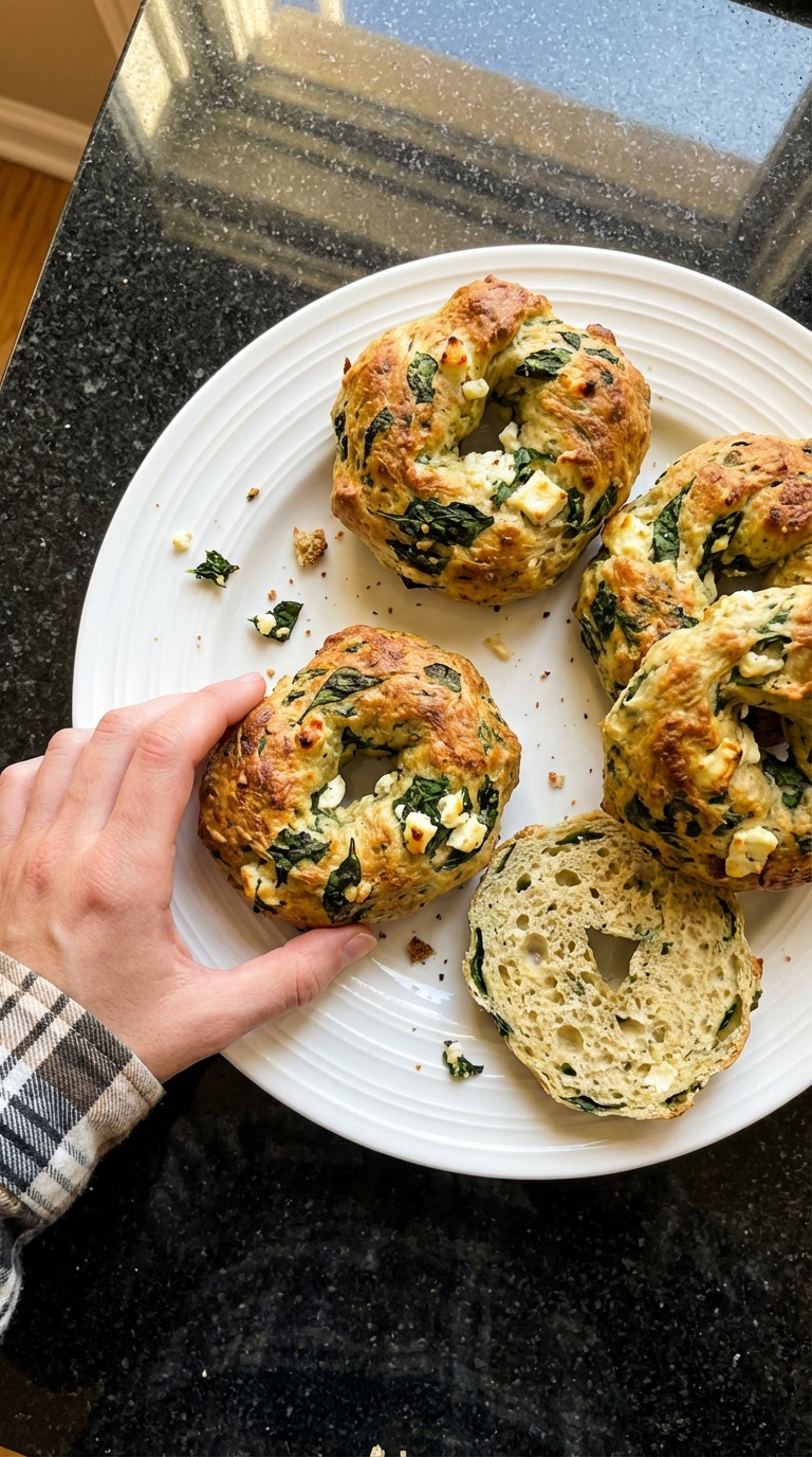 Spinach Feta High-Protein Bagels