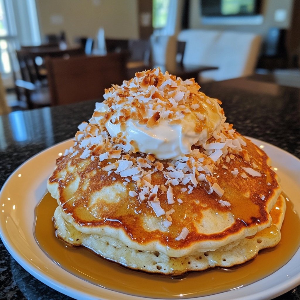 Sweet Coconut Cream Pancakes