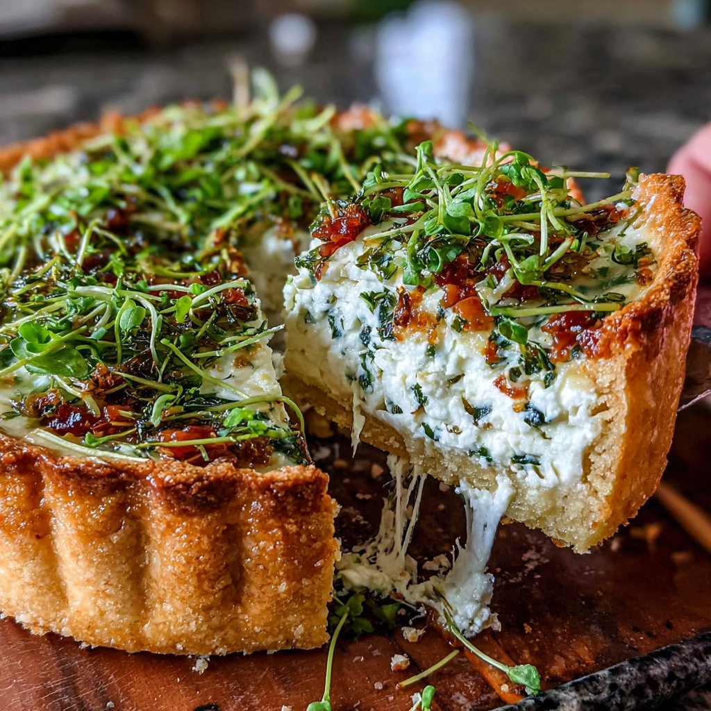 Rustic Dandelion Tart with Goat Cheese