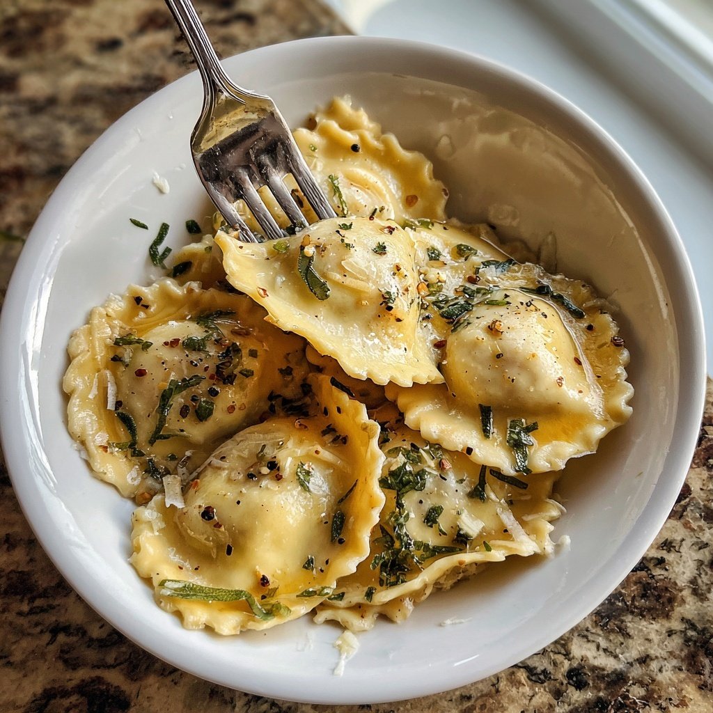 Chestnut and Pear Ravioli with Saged Brown-Butter