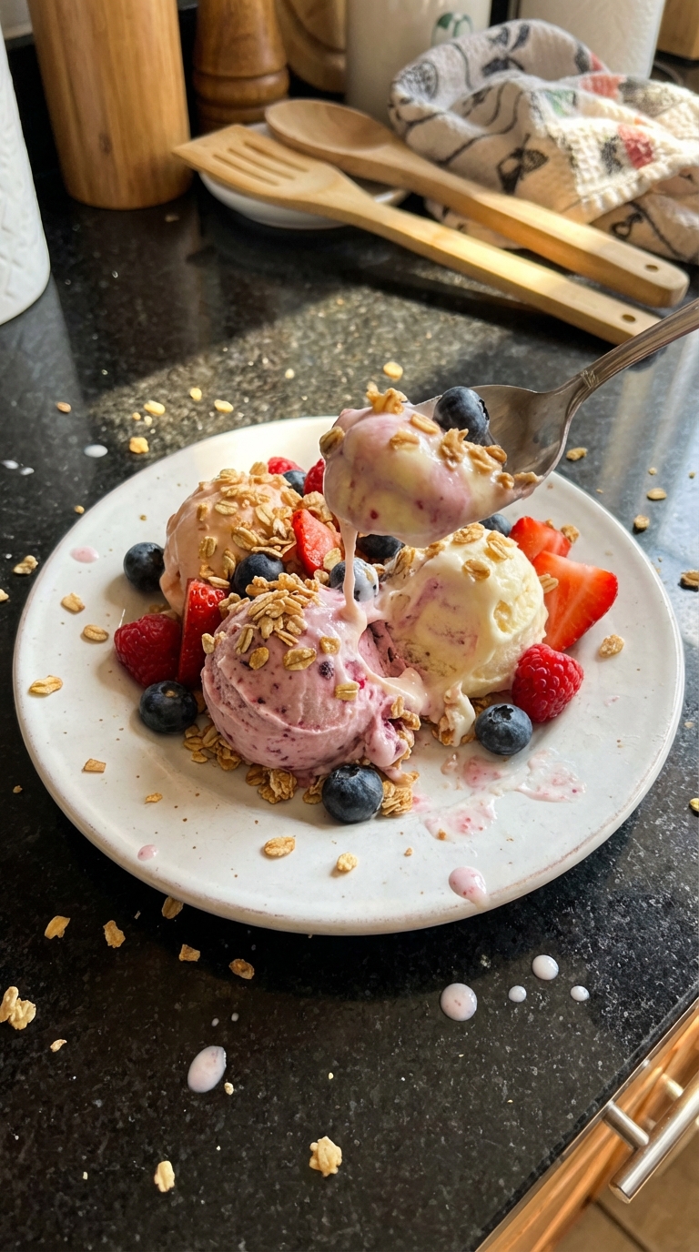 Frozen Yogurt with Granola