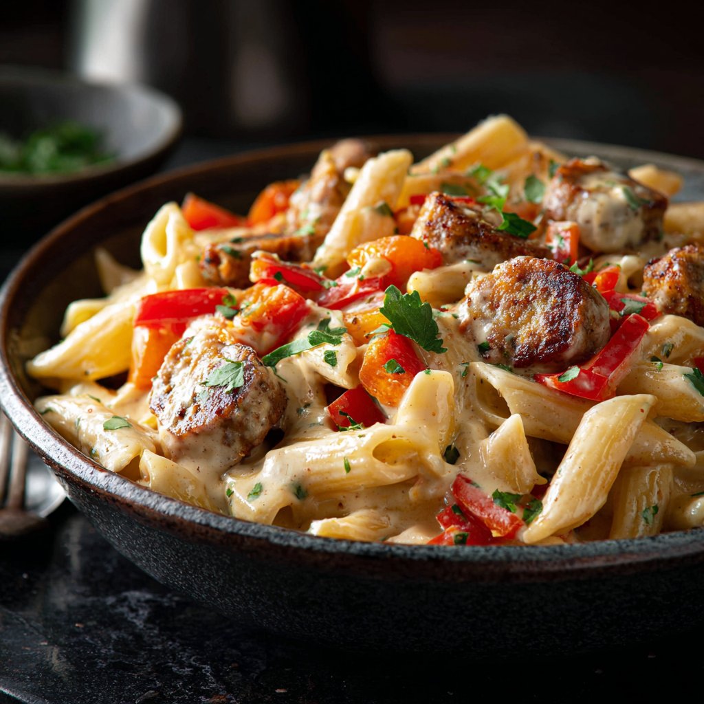 One Pot Creamy Cajun Chicken Sausage Pasta