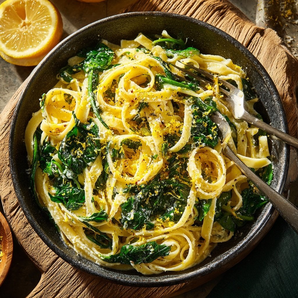 Lemon Fettuccine with Spinach