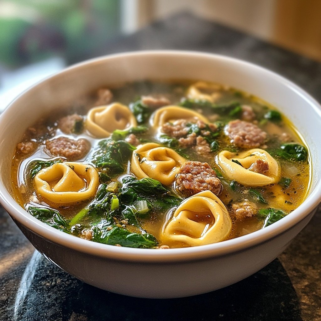 Broccoli Rabe and Sausage Tortellini Soup
