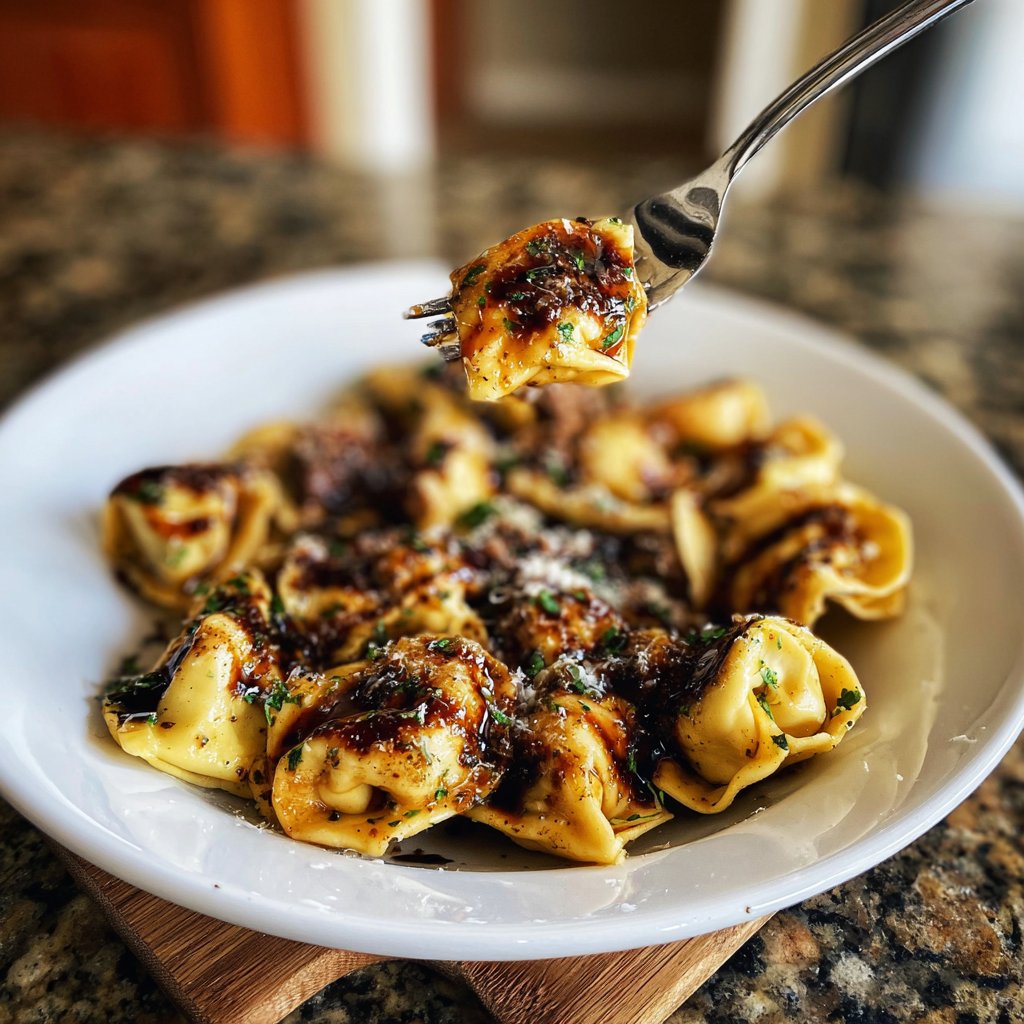 Garlic Steak Tortellini with Balsamic Glaze