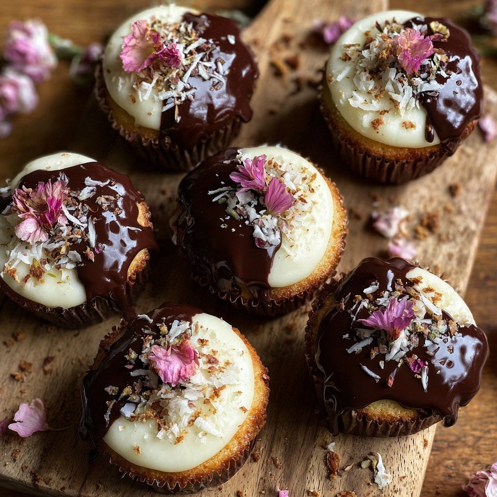 Chocolate-Dipped Flower Cupcakes